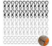 48 Pcs Small Mini Carabiner Clip, 1 Inch SF Tiny Spring Snap Clip Hooks Keyring Clips Snap Hooks with 20 Metal Flat Key Rings Paracord Carabiners Set for Keys Backpack Fishing Camping Outdoor
