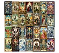 48 Pcs Tarot Card Art Stickers, Vinyl Decals Featuring Retro & Vintage Tarot Designs, Waterproof Stickers for Phone, Car, Laptop, Journal, and More