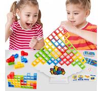 48 Pcs Tetra Tower Stacking Blocks Balance Game - Fun Balance Stacking Building Blocks, Board Team Tower Game 2 Players+ Family Games, Parties, Travel, Kids & Adults Team Building Blocks Toy