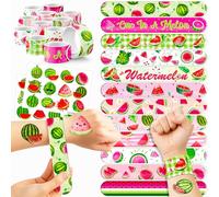 48 PCS Watermelon Party Favors 24PCS Tattoos Stickers 24PCS Slap Bracelets Wristbands Perfect for Watermelon Themed Birthday Baby Showers or Classroom Rewards Ideal Decor and Gifts for Girls and Boys