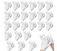 48 Pcs White Cotton Gloves, Soft Cotton Gloves Coin Jewelry Silver Inspection Gloves, Overnight Moisturising Dry Hand Eczema Cottons Gloves, Serving Gloves Stretchable Moisturizing Glove