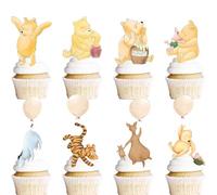 48 PCS Winnie Cupcake Toppers Classic Pooh Baby Shower Cupcake Topper Cute Winnie Birthday Party Decorations Baby Shower Favor