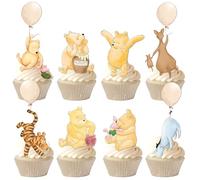 48 Pcs Winnie Cupcake Toppers Classic Pooh Baby Shower Decorations Cute Cake Decorations Oh Baby Newborn Party Favors Boys and Girls First Birthday Supplies