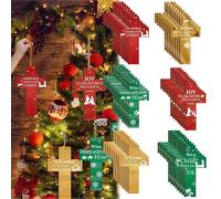 48 Pcs Wooden Cross Decorations - Christian Nativity Scene Ornaments, Cross Christmas Religious Decorations for Tree, Wall, Gift