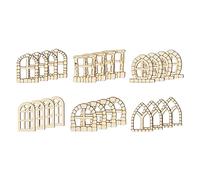 48 Pcs Wooden Fairy Door Window DIY Garden Door Window for Birthday Painting Retro Type 8x5 cm
