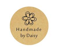 48 Personalised 40mm Round Handmade by with a Hand Drawn Flower Stickers Seals,Wedding Favour Kraft Labels, Also fits Party Bags,Sweet Cone,Jars,Xmas Gift Box,Business Store,Homemade Crafts - Rd 181
