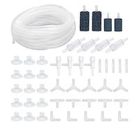 48 Piece Air Pump Accessories Aquarium Accessories incl. 6M Transparent Silicone Hose Oxygen Stone Check Valves Suction Cups Regulator Valve and Y/T/L/I Shape Connector Standard Aquarium Accessories