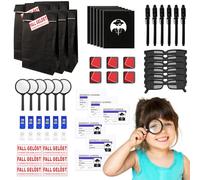 48-Piece Children's Detective Set, Detective Children's Birthday Party Bag Set, Agent Glasses, Secret Pen, Notebook, Magnifying Glass, Detective ID, Fingerprint Ink Pad, Pinata Filling, Detective Game