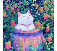 48 Piece Jigsaw Puzzles for Adults Animal Cat Strawberry, Educational Games, Impossible Hard Difficult Challenging, Relaxation Jigsaw Puzzles for Adults 48 Pieces 7.9x7.9 inch