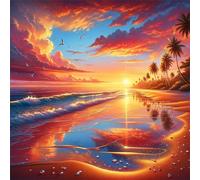 48 Piece Jigsaw Puzzles for Adults Sunrise Beach, Educational Games, Impossible Hard Difficult Challenging, Relaxation Jigsaw Puzzles for Adults 48 Pieces 7.9x7.9 inch