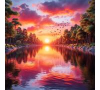 48 Piece Jigsaw Puzzles for Adults Sunset Tree River, Educational Games, Impossible Hard Difficult Challenging, Relaxation Jigsaw Puzzles for Adults 48 Pieces 7.9x7.9 inch