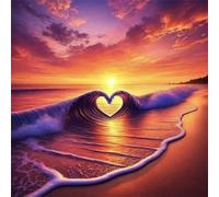 48 Piece Jigsaw Puzzles for Adults Sunset Waves Heart, Educational Games, Impossible Hard Difficult Challenging, Relaxation Jigsaw Puzzles for Adults 48 Pieces 7.9x7.9 inch