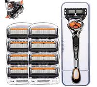 48-Piece Men's Razor Blade Replacement Set With Free Handle - Bulk Ultra Sharp Stainless Steel Blades & Long Double Edge Safety Razor for Face/Head/Body Shaving(24pcs)