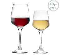 Argon Tableware Wine Glass Set - 48 Piece - 400ml & 295ml - Tallo Collection Dishwasher Safe Red Wine Glasses White Wine Glasses Set for Restaurants, Celebration Party