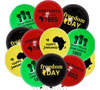 48 Pieces 12 Inches Happy Juneteenth Balloons Africa American Independence Day - June 19th 1865 Freedom Party Decorations African Afro American Festival Celebration Supplies