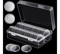 48 Pieces 38 mm Silver Dollar Case Round Coin Capsules Silver Bar Capsule Holders Silver Dollar Coin Holder Clear Silver Dollar Coin Holder for Morgan, Peace, IKE Silver Dollar (48)