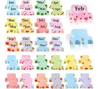 48 Pieces Adhesive Monthly Tabs Planner Stickers, 24 Month Style and 24 Blank Style Colorful Decorative Monthly Index Tab for Office School Study Planner Stickers and Accessories Journal Organization