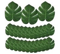 48 Pieces Artificial Palm Leaves, 2 Size Fake Leaf, Green Monstera Leaves | Tropical Artificial Palm Leaves for Jungle Safari Beach Hawaiian Luau Theme Birthday Party Table Wall Decorations