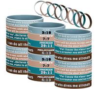 48 Pieces Bible Verse Bracelets Christian Scripture Bracelets Bulk Rubber Religious Silicone Bible Verses Wristbands Faith Hope Belief Inspirational Wristbands, 2.3 inches (diameter), adjustable