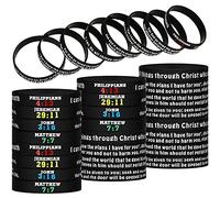 48 Pieces Bible Verse Bracelets Christian Scripture Bracelets Bulk Rubber Religious Silicone Bible Verses Wristbands Faith Hope Belief Inspirational Wristbands, [ESTIMATED] 5.84 cm (2.3 inches
