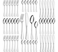 48 Pieces Cutlery Set, PionStar Stainless Steel Cutlery Set for 12 People, Cutlery Set Include Knives, Forks, Spoons and Teaspoons, Dishwasher Safe/Mirror Polished, Flatware Set for Kitchen