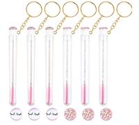 48 Pieces Disposable Mascara Wands Set,Include 24 pcs Disposable Crystal Lash Spoolies Brush and 24 Pieces Reusable Diamond keychain Empty Eyelash Brush Tubes
