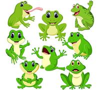 48 Pieces Funky Frogs Cut-Outs Cute Frog Accent Bulletin Board Cut-Outs Spring Bulletin Board School Classroom Cutouts Summer Fall Theme Party Cool Jumping Frogs Cutouts with Glue Point Dots