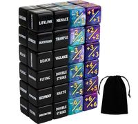 48 Pieces Keywords MTG Dice Counters Plus 1 Life Counter Dice Abilities Creature Stats Buff Tokens Dice Set for Magic The Gathering, MTG, TCG, Card Games Accessories