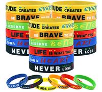 48 pieces Motivational Silicone Elastic Wristbands Sports Football Party Activity Rubber Wristband Bracelets