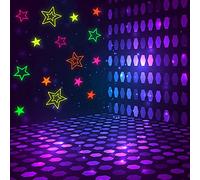 48 Pieces Neon Glow Star Stickers Colorful Hollow Star Stickers Glow Twinkle Star Cutouts Glow Party Supplies Hanging Decor for Neon Glow Birthday Party Graduation Wedding Ramadan