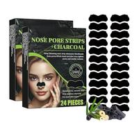 48 Pieces Of Charcoal Nose Patches, For Nose Cleaning - Deeply Cleanse Pores, Suitable For Both Ladies And Gentlemen, Improve Pores, Cleanse Skin. Suitable For All Skin Types, Make Skin Smooth And Ref