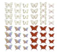 48 Pieces of Three-Dimensional Butterflies, Home Decorations, Hollow Butterfly Decoration, DIY Wall Decoration, Self-Adhesive Wall Stickers