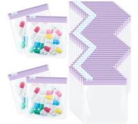 48 Pieces Pill Pouch Bags Zippered Pill Pouch Set Reusable Translucent Medicine Organizer Self Sealing Medicine Bag Travel Plastic Pill Bags with Slide Lock Pill Baggies (Pink)