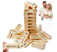 48 Pieces Spanish Super Naughty Blocks Tower Game Stackable Tower Blocks for Couples, Wooden Couples Games for Adults, Adult Hot Games for Girlfriend, Boyfriend/Wife Husband