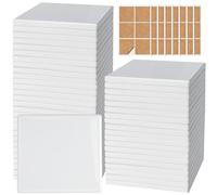 48 Pieces Sublimation Coasters, GOH DODD Glossy Ceramic Tiles Glazed Blanks with Cork for DIY Alcohol Ink Heat Transfer Painting Housewarming Gifts Wedding Arts Crafts School Education, Square, 4 Inch