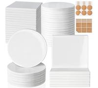 48 Pieces Sublimation Coasters, GOH DODD Glossy Ceramic Tiles Glazed Blanks with Cork for DIY Alcohol Ink Heat Transfer Painting Housewarming Gifts Wedding Arts Crafts School Education, 4 Inch