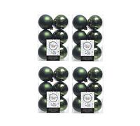 48 Pine Green Christmas Baubles 6cm Shatterproof Tree Ornaments Shiny Matt Decorations