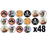 48 Pirate Party 3cm Mini Discs Edible Wafer Paper Disc Cupcake Toppers (NOT PRE CUT)