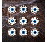 48 PRECUT Halloween Eyeball Cupcake Toppers, Creepy Eye Edible Mini Discs - Premium Thickness SWEETENED VANILLA, Wafer Card Cake Decorations
