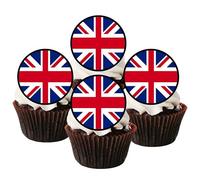 48 PRECUT Union Jack Edible Mini Cupcake Toppers - - wafer card disc cake decorations 48 x 3cm/1.18 Inch Discs