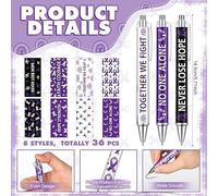 48 Purple Ribbon Awareness Accessories Domestic Violence Awareness Ballpoint Pens Purple Ribbons Sticky Notes Against Violence Supplies DV Survivor Support Gifts Mental Health Fundraiser Party Favors