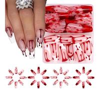 48 Selfs Adhesive Nails Stickers Horror Theme Blood Drop Designs ABS Materials NoGlues Needed For Halloween Event Sensitives Skin Safe Nail Decals
