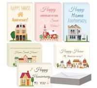 48 Set Happy Home Anniversary Cards with Envelopes Welcome Fashion New Home Card 4x6 inch Bulk Blank Welcome House Real Estate Thank You Notes Housewarming Congratulations Greeting Cards for Realtors