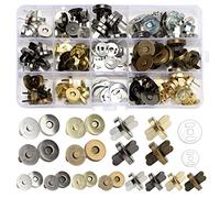 48 Set Snap Fasteners 18mm 14mm Magnetic Buttons No Sewing Magnetic Clasps for Bags Metal Snap Buttons with Storage Box for Handbag Clothes Sewing Leather DIY Craft Accessories