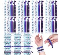 48 Set Suicide Prevention Awareness Wristbands and Support Cards Purple & Teal Stretch Wristband Bracelets Ribbons Hair Ties for Adult Gifts Fundraising Public Event Advocacy Charity Campaign Supplies