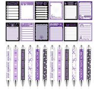 48 Sets Domestic Violence Awareness Ballpoint Pens October Against Violence Awareness Month Gift Purple Ribbon Awareness Sticky Notes Gifts Faith Courage for Women Charity Events Party