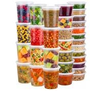 48 Sets Plastic Deli Containers with Lids - 8oz, 16oz Pint & 32oz Quart | Leak Proof, Microwaveable, Dishwasher & Freezer Safe - Plastic Food Storage, Meal Prep, Restaurant & Soup Containers
