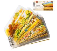 48 Sheet Autumn Sticker Book, Pre-Cut Scrapbook Stickers in Spiral Binding | Transparent Pet Watercolor Stickers for Journaling Supplies, Long Nature Stickers for Junk Journal Scrapbooking & Collage