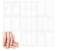 48 Sheets 1734Pcs French Tip Stickers, White French Nail Stickers, Manicure fingernail Art Tips Strips, 8 Types Fingertip Nails Sticker, Self-Adhesive Nails Sticker Decoration for Women Girls DIY