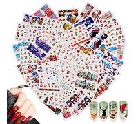 48 Sheets Christmas & New Year Theme Nail Art Stickers Decals,MWOOT Nail Water Transfer Sticker with Santa Claus Reindeer Xmas Tree Snowman for DIY Nail Tips Decoration
